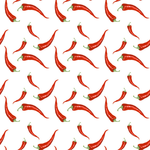 水彩无缝图案与红辣椒图片下载