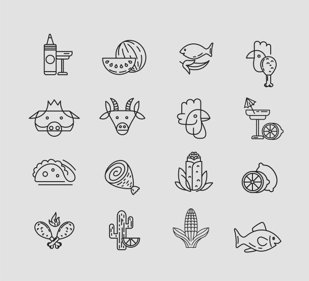 矢量图标和标志为墨西哥食品图片下载