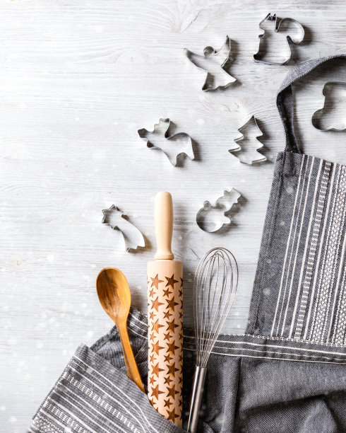 厨房围裙的圣诞背景概念图片下载