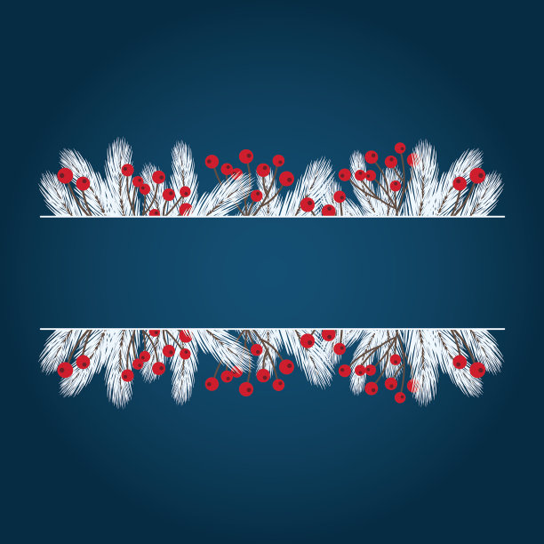 圣诞卡以杉木小枝装饰卡片元素为背景图片下载