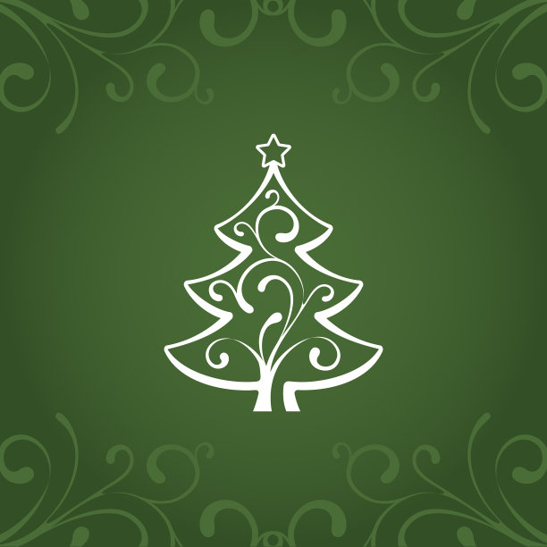 圣诞贺卡与圣诞树装饰卡元素白色背景图片下载