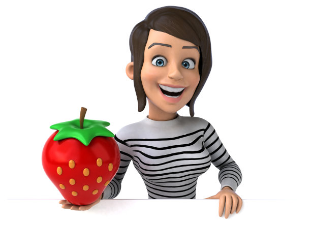 有趣的3D卡通休闲角色女人图片下载