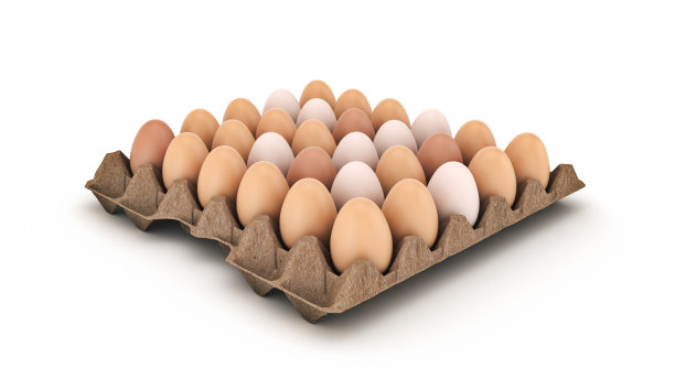 鸡蛋放在盒子里。三维渲染图片下载