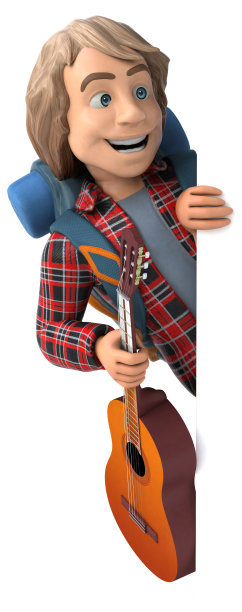 男人独自旅行背包客- 3D插图图片下载