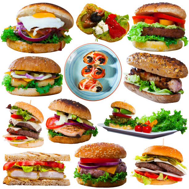 一套快餐餐具-汉堡包和三明治图片下载