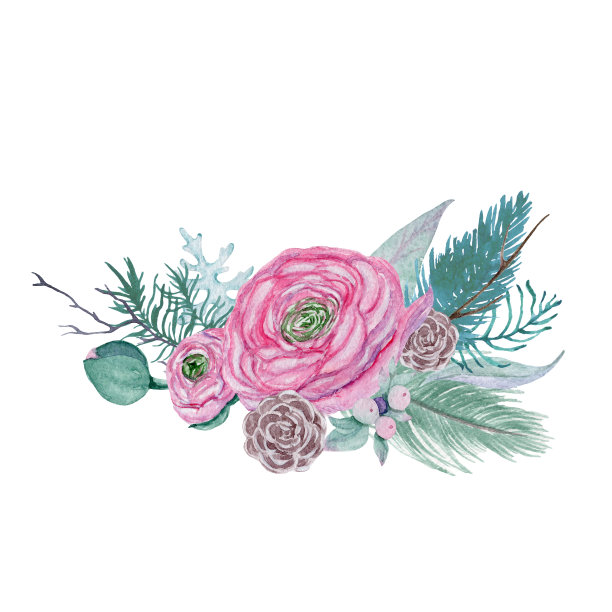 可爱的水彩手绘圣诞套装制作卡片，包装纸和剪贴簿。圣诞贺卡。图片下载