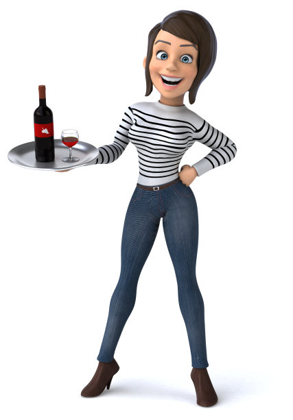 有趣的3D卡通休闲角色女人图片下载