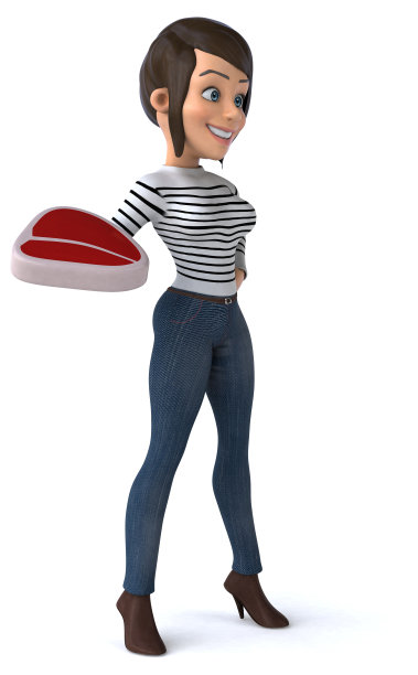 有趣的3D卡通休闲角色女人图片下载