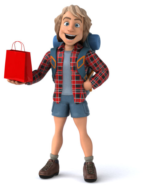 有趣的背包客卡通人物图片下载