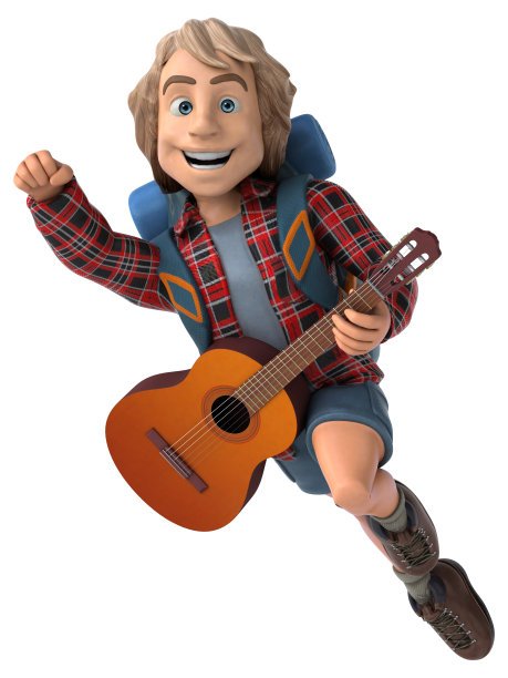 男人独自旅行背包客- 3D插图图片下载