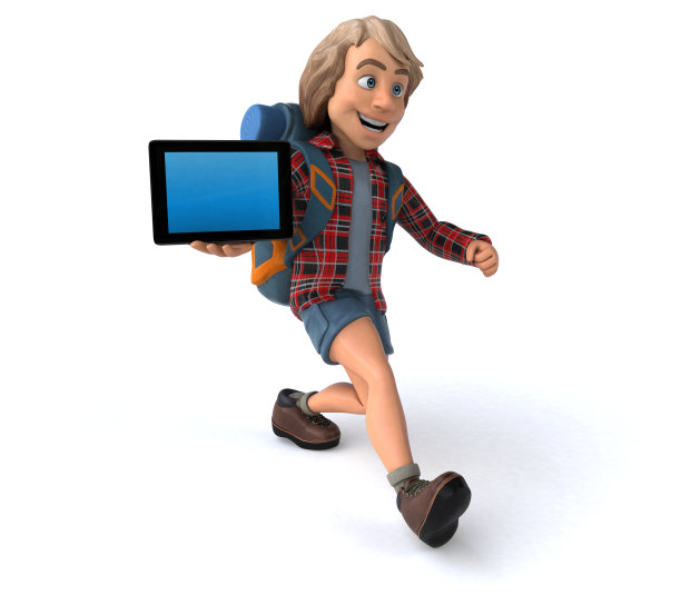 有趣的背包客卡通人物图片下载