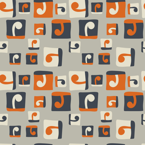 手绘无缝矢量图案。背景。带有装饰的抽象方形元素。图片下载