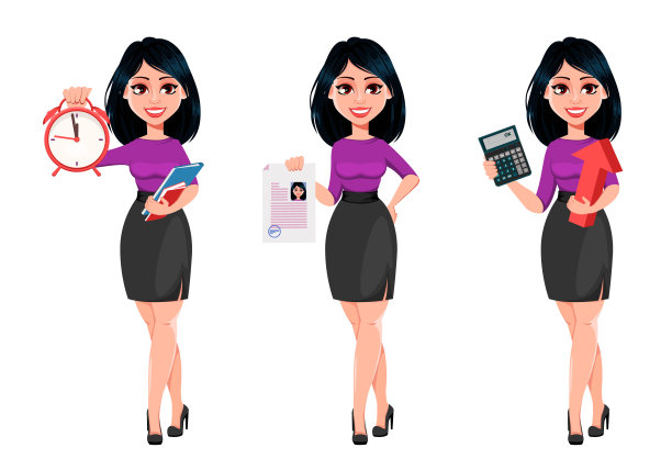 年轻漂亮的黑发女商人图片下载