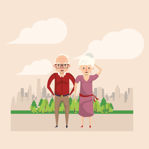 可爱的祖父母夫妇情侣在公园里图片下载