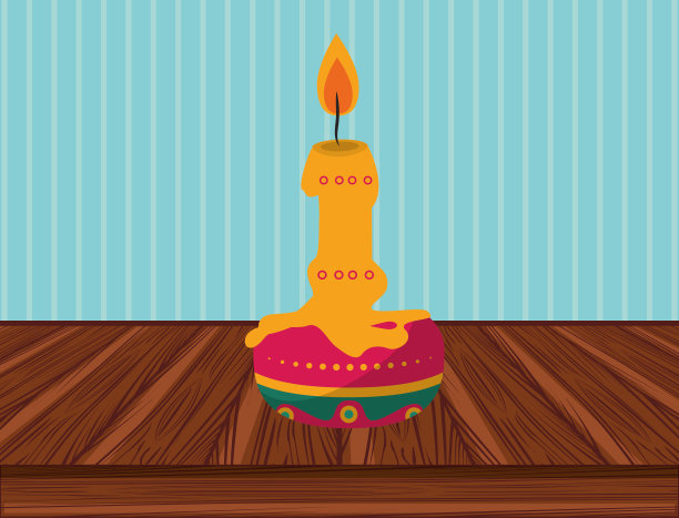 桌上的木制石蜡蜡烛图片下载