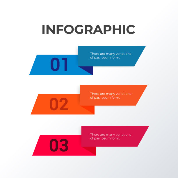 三维色带信息图模板设计。带有3个选项、步骤或流程的业务概念信息图。矢量可视化可以用于工作流布局，图表，年度报告，web图片下载