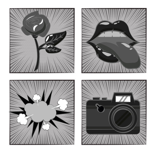 海报波普艺术风格与设置图标图片下载