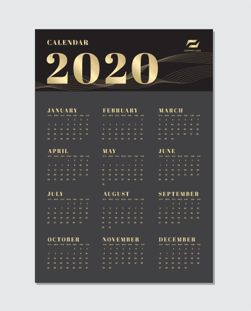 2020年的日历计划器模板。现代设计。矢量图图片下载