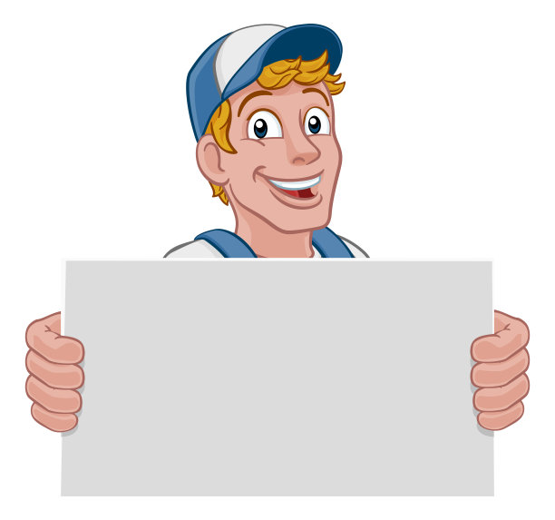 杂工卡通看门人建筑工人标志图片下载