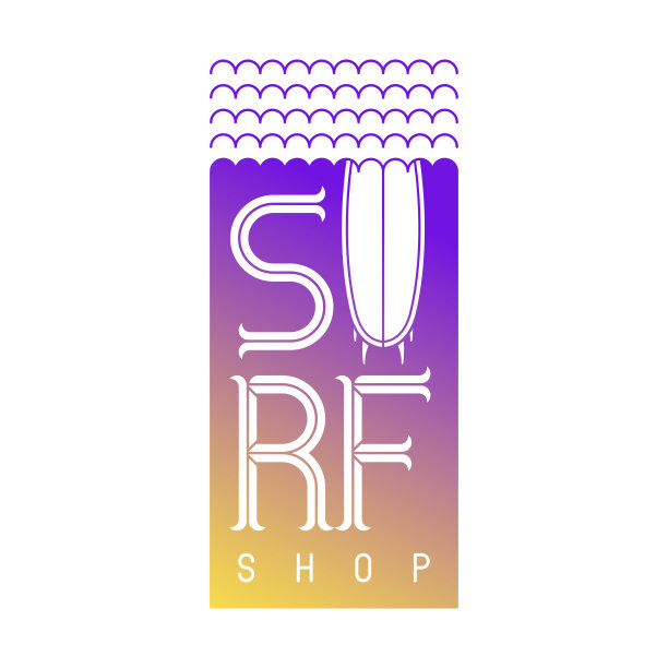 冲浪板标志标志为冲浪商店或俱乐部标志设计图片下载