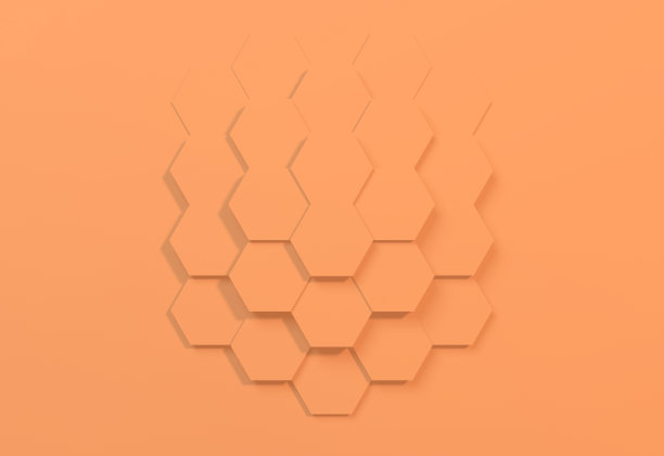 3D渲染颜色的一年黄色六边形完美的幻灯片演示背景。图片下载