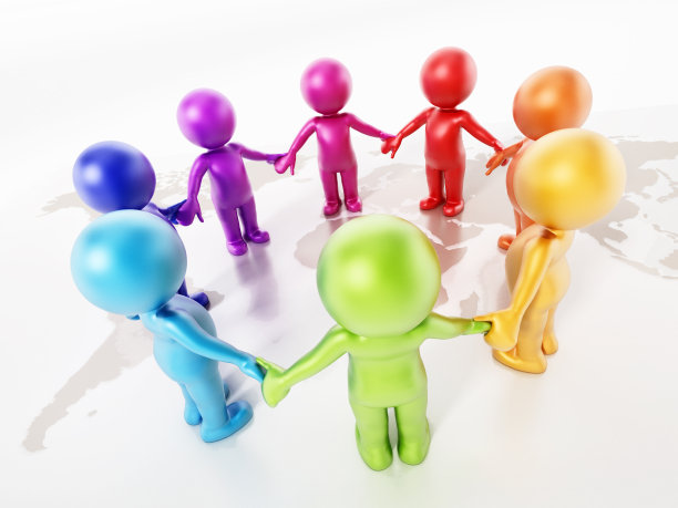 世界地图上的彩色简笔画手牵着手图片下载