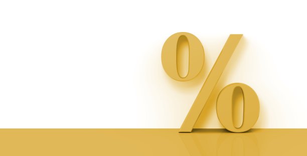 百分比符号黄金利率符号3d渲染图形插图图片下载