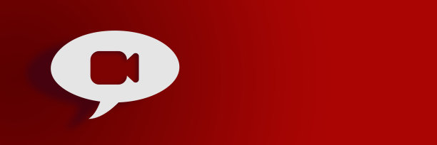 视频信息的概念。说话气泡与相机图标在红色的背景。图片下载