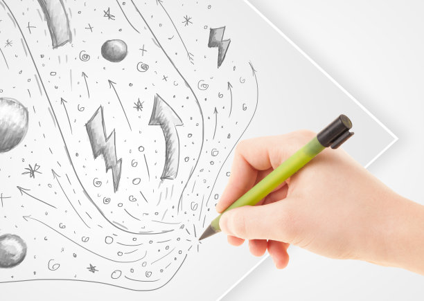 在纸上手绘抽象的草图和涂鸦图片下载