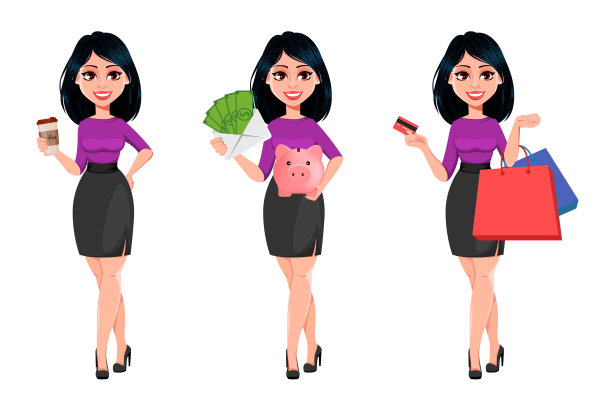 年轻漂亮的黑发女商人素材图片