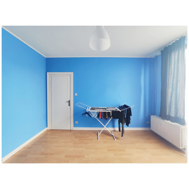 衣柜在空的浅蓝色房间里图片下载