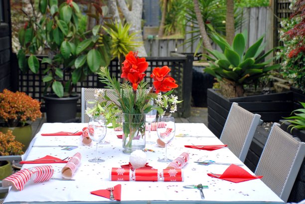 夏日圣诞餐桌布置图片下载