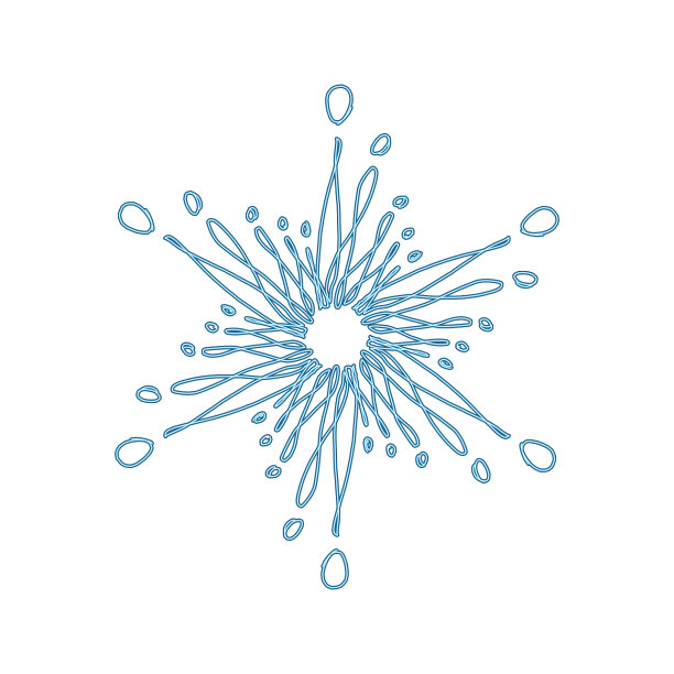 雪花素描图标孤立的白色背景。手绘曼荼罗。漩涡蓝色图标为信息图表，网站，设计或应用程序图片下载