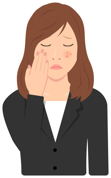 年轻的亚洲商业妇女矢量插图(上半身，腰部以上)/痤疮，丘疹，皮肤，皮疹图片下载