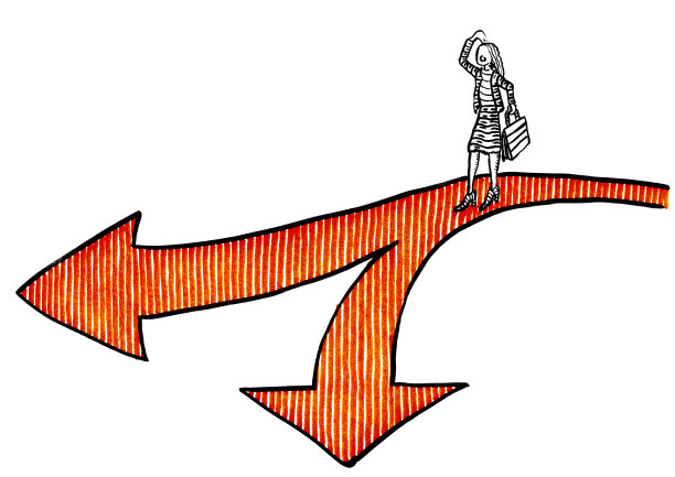 draw Business Woman At Fork In Her Career Path在她的职业道路上图片下载