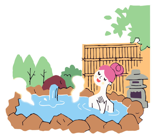 年轻女子在露天浴池中放松图片下载