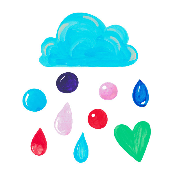 插画手绘水彩装饰雨点水滴云元素为墙纸织物设计海报纸组成图片下载
