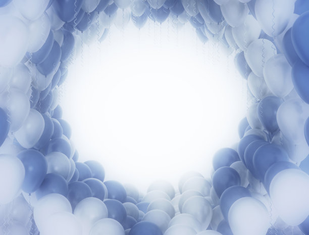 蓝色和白色的派对庆祝气球图片下载