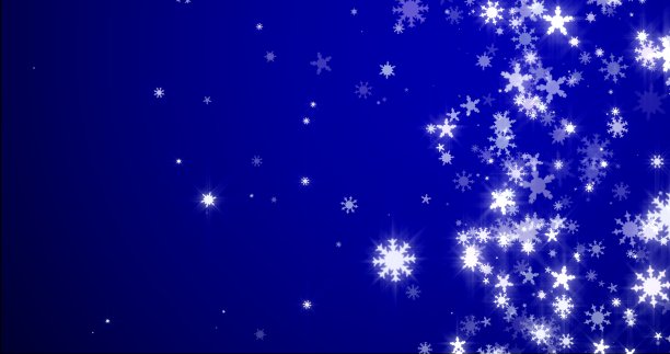 圣诞蓝色背景与雪花-飘落的雪3D渲染图片下载