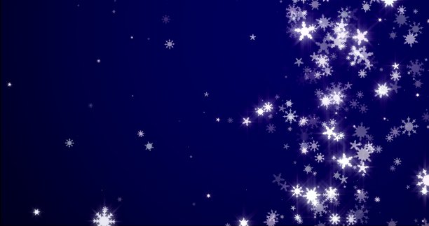 圣诞蓝色背景与雪花-飘落的雪3D渲染图片下载