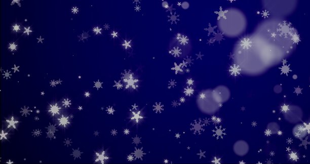 圣诞蓝色背景与雪花-飘落的雪3D渲染图片下载