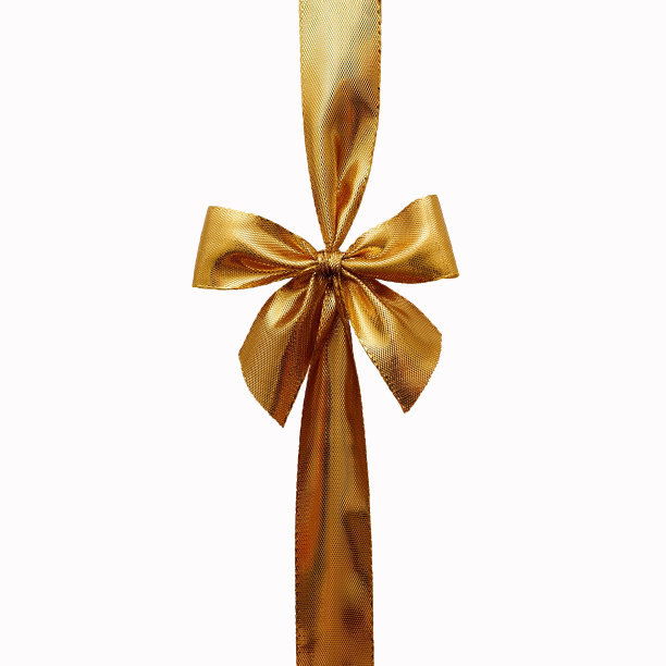 白色背景上的金色蝴蝶结图片下载