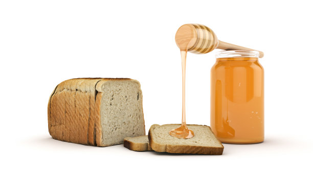 蜂蜜烤面包片。三维渲染图片下载