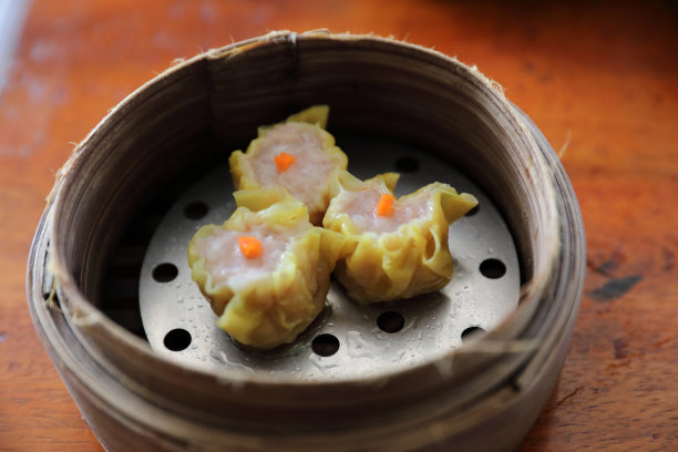 中式点心、竹篮蒸饺图片下载