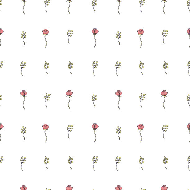 无缝图案水彩玫瑰巴洛克花与叶图片下载