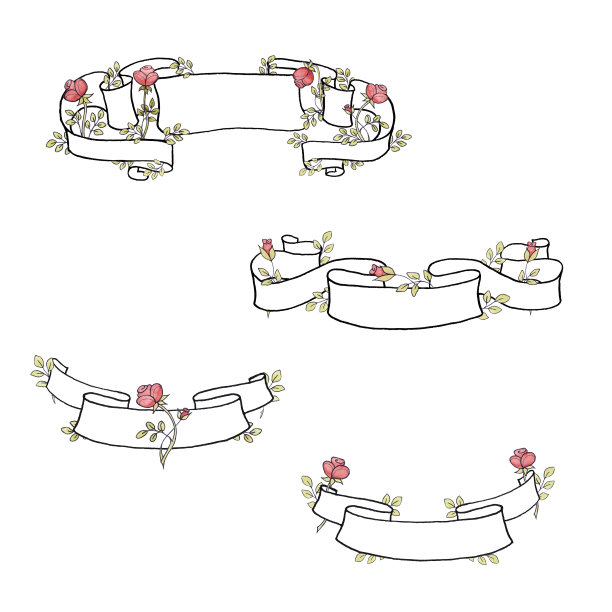 丝带框架精美的复古，巴洛克，复古与玫瑰水彩插图图片下载