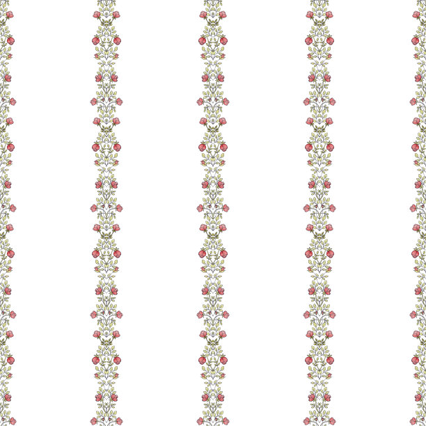 无缝图案水彩玫瑰巴洛克花与叶图片下载