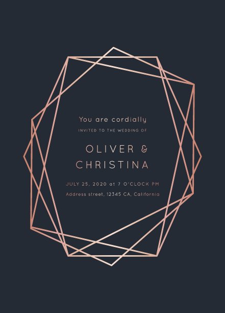 婚礼邀请玫瑰金矢量图片下载