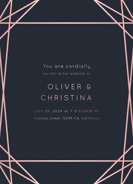 婚礼邀请玫瑰金矢量图片下载