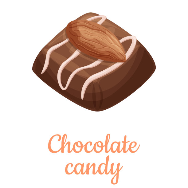 巧克力糖果卡通插图，孤立的巧克力甜食图标。图片下载